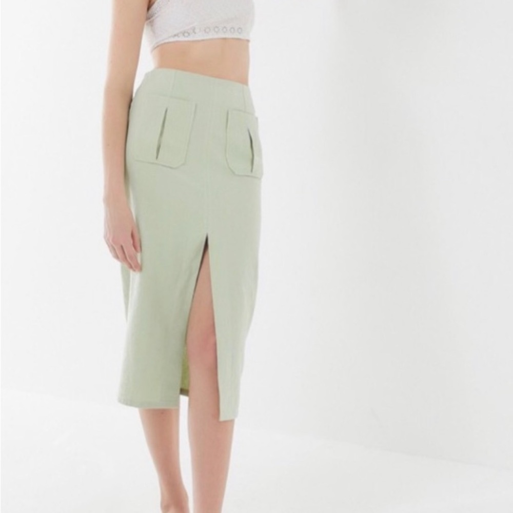 UO Alabama Linen Slit Midi Skirt